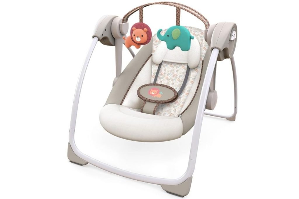 Ingenuity Soothe 'n Delight Compact Portable 6-Speed Plush Baby Swing