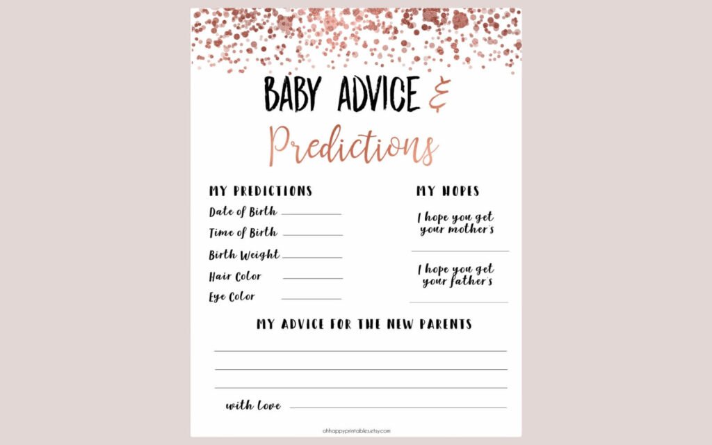 Cute Baby Predictions and Advice Cards