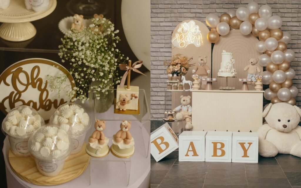 Classic Pink And Gold Baby Shower Cakes For Girls